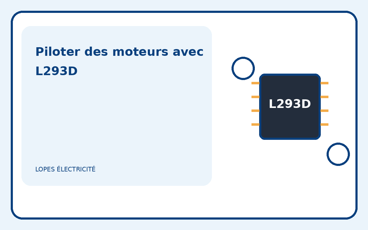 Illustration pédagogique d’un circuit L293D relié à deux moteurs